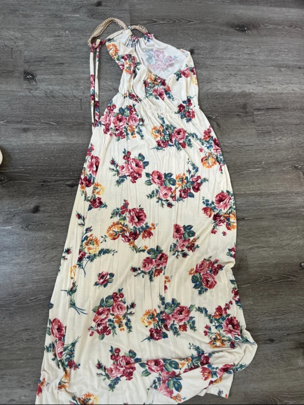 Streetwear Society Cream Floral Maxi Dress with Pink & Yellow Blooms